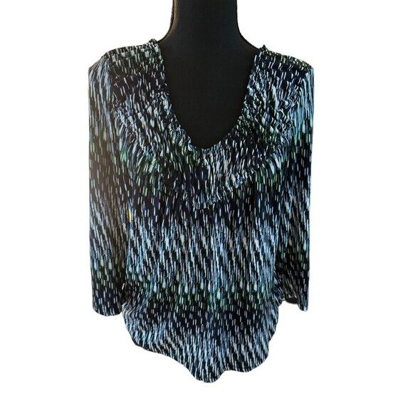 Worthington Tops - Worthington Multi-Colored Round Neck 3/4 Sleeve Pullover Blouse Top sz M